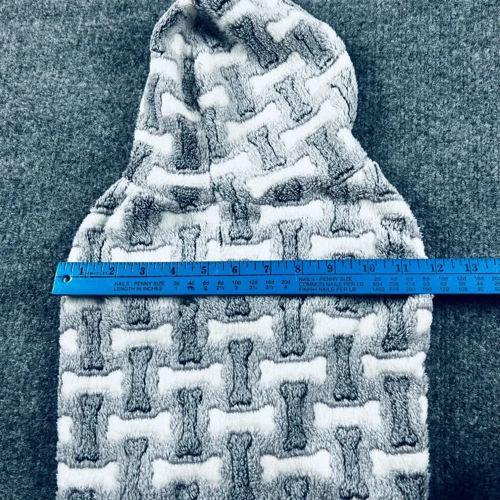 Kensington Kennel Club Dog Hoodie Fleece Sweater Grey White Bone Pattern Pet S